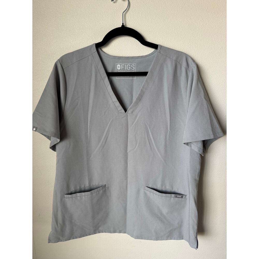 FIGS Scrub Top Women’s XL Gray V Neck Stretch Medical Healthcare